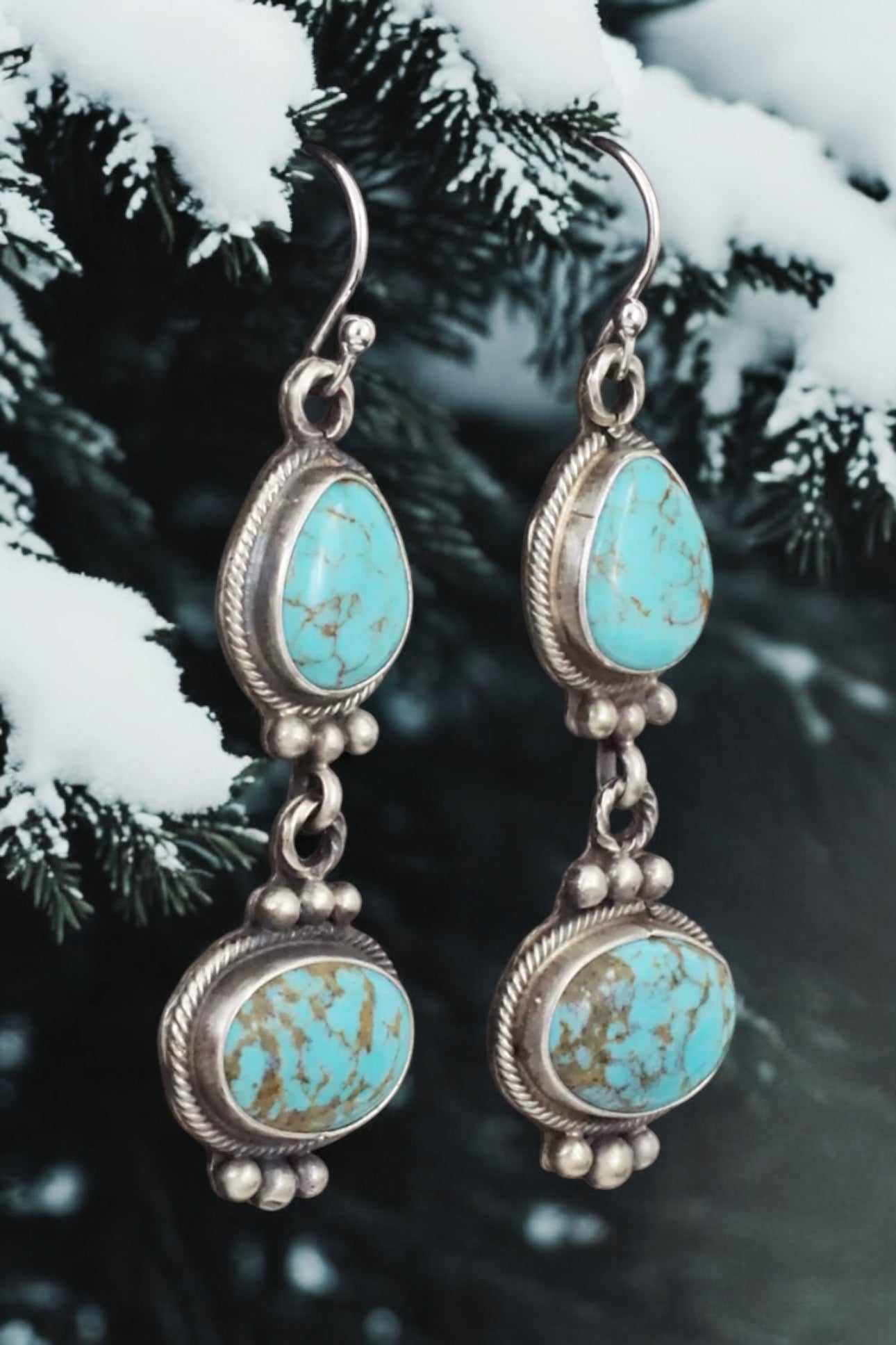 Authentic Sonoran turquoise & Sterling Silver Drop Earrings
