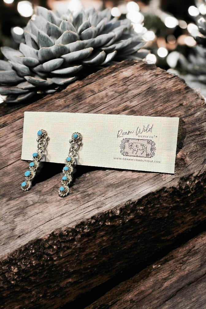 Night Out π Turquoise Dangle Earrings by Zuni Artist Michael Gchachu
