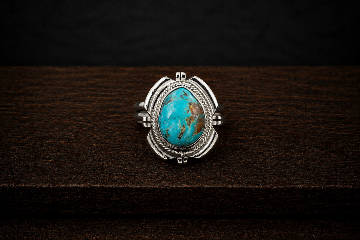 Randy Billy Fox Turquoise Sterling Silver Ring - Adjustable