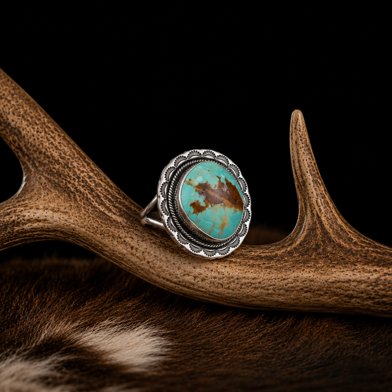 Jameson Garcia Turquoise Sterling Silver Ring - Adjustable