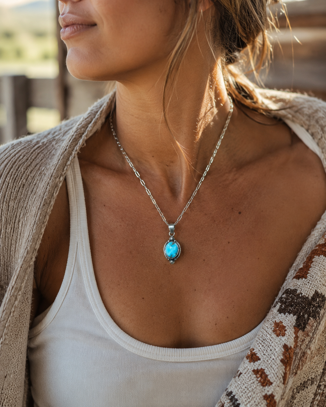 The High Desert Sky Pendant - Paperclip Chain Necklace
