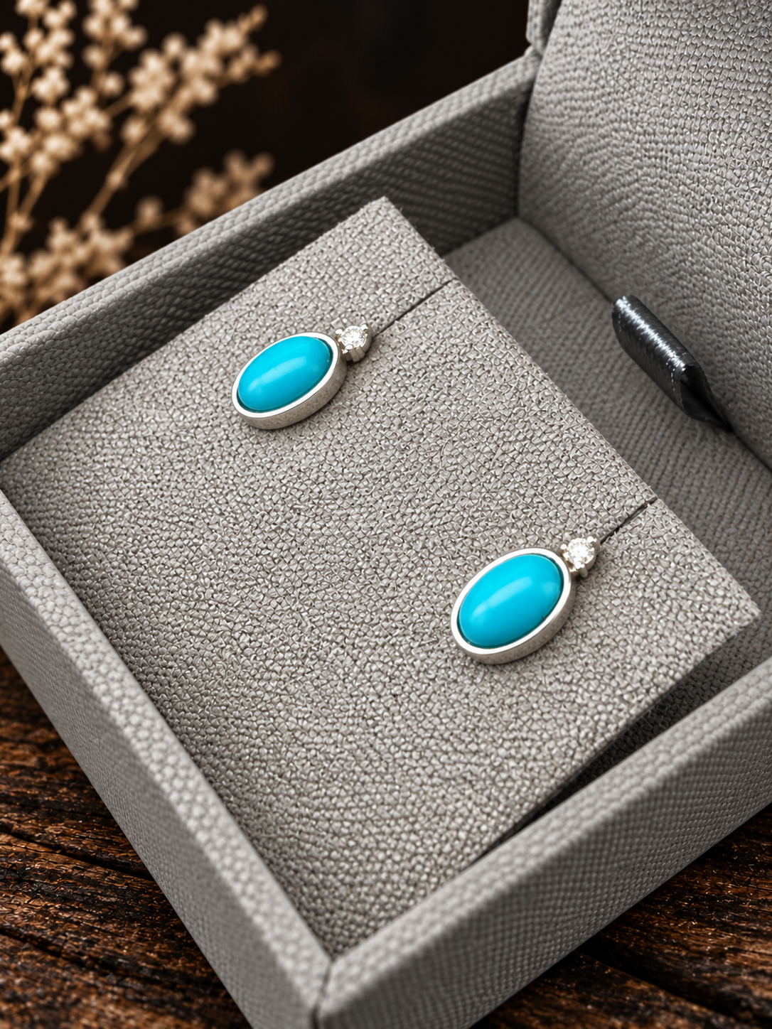 Kingman Turquoise & Natural Diamond Sterling Silver Earrings