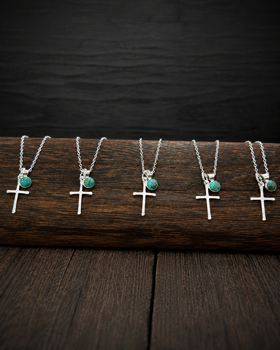“The Pahsimeroi” Silver & Turquoise Cross Necklace