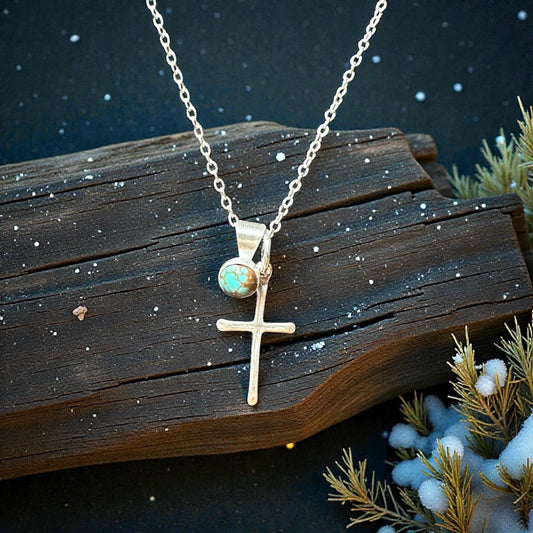 Skyline & Silver Turquoise Cross Necklace