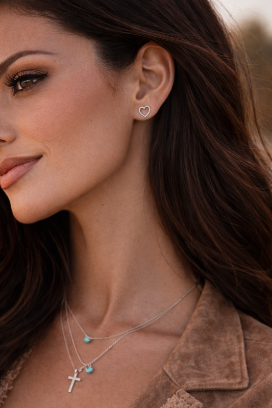 “Silver Sage” Sweetheart Studs