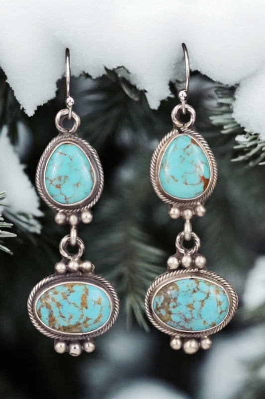 Authentic Sonoran turquoise & Sterling Silver Drop Earrings