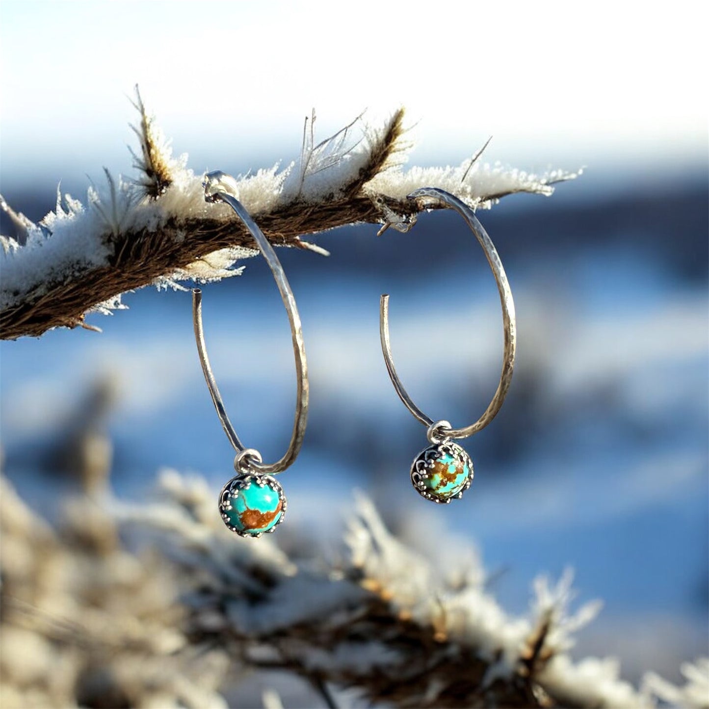 Frosted Sky Turquoise Hoops