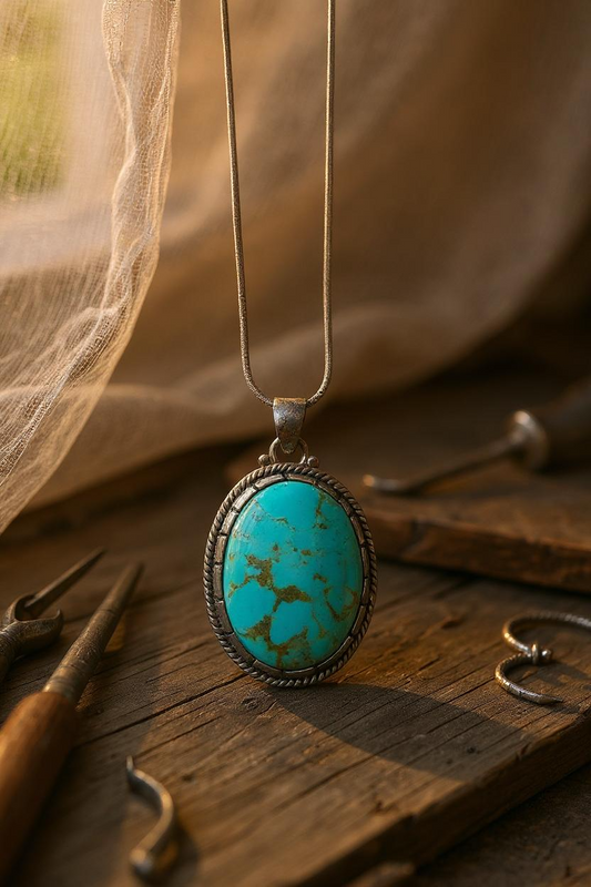 🌿American Blue Turquoise 925 Sterling Silver Pendant🌿