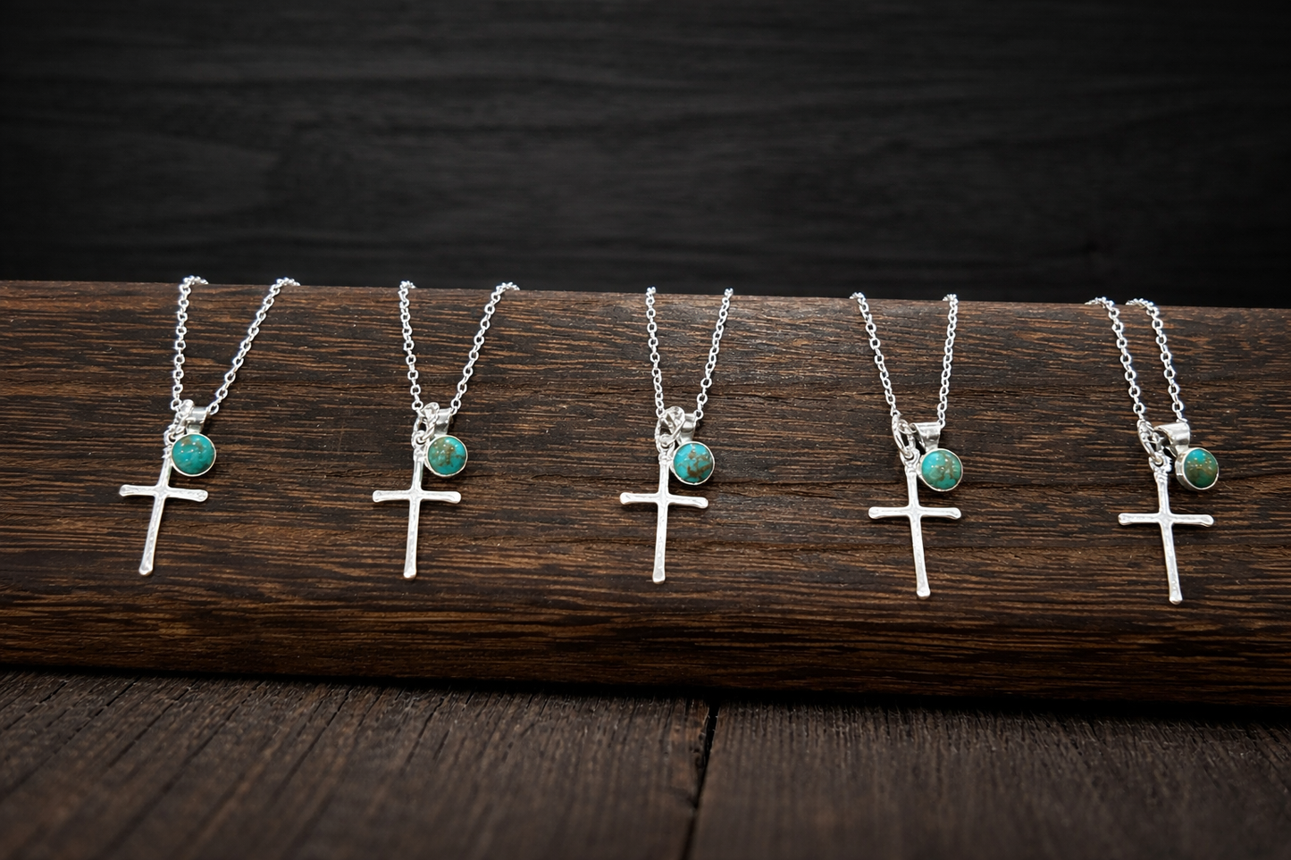 “The Pahsimeroi” Silver & Turquoise Cross Necklace