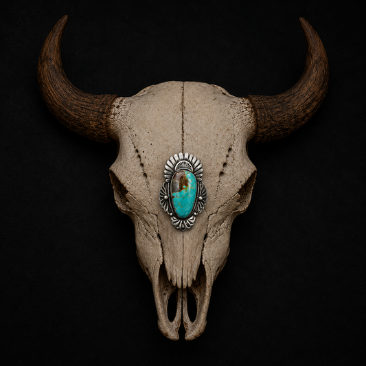 Navajo Artist: Mark Yazzie Turquoise & Sterling Silver Ring Adjustable