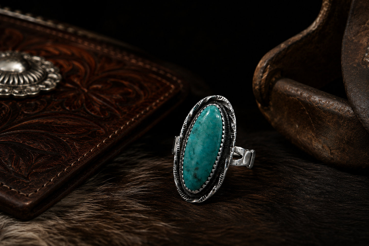 High Desert Vintage Sterling Silver and Turquoise Ring |Size 5.5
