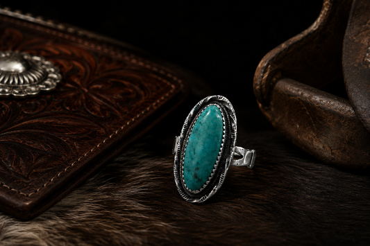 High Desert Vintage Sterling Silver and Turquoise Ring |Size 5.5