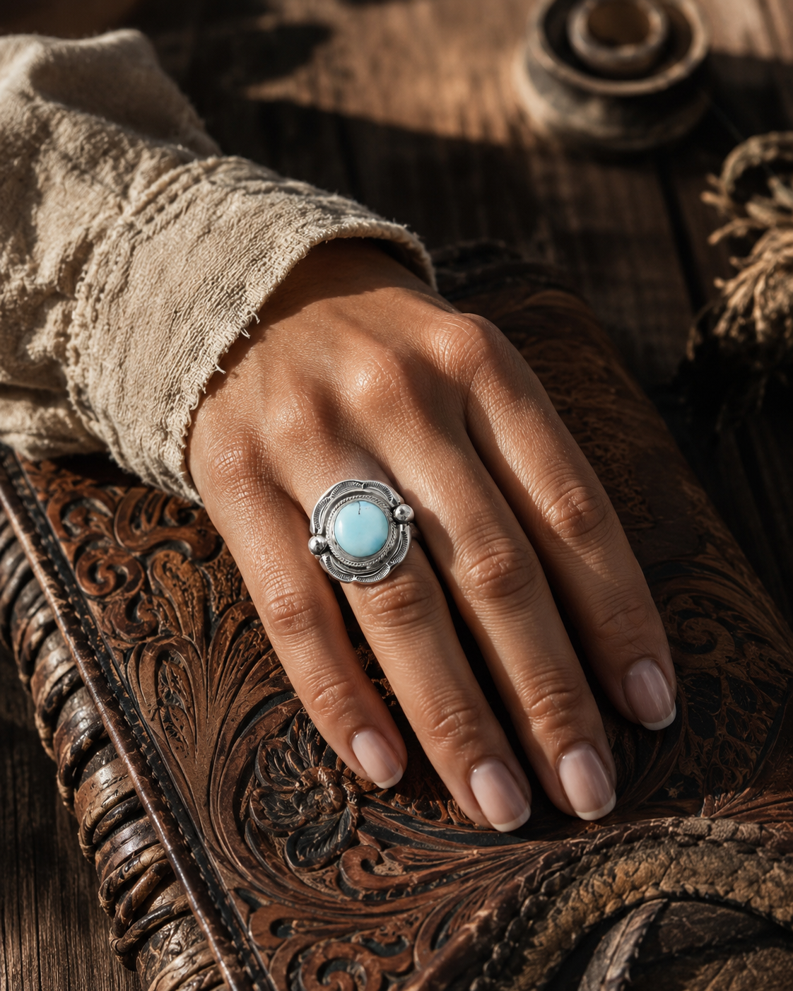 Joelias Draper Turquoise Sterling Silver Ring - Size 8