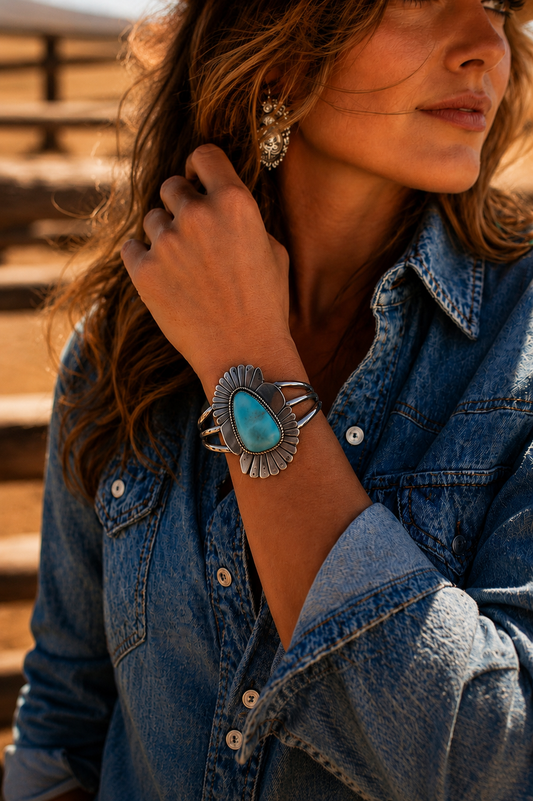 “The Laramie” Larimar & Sterling Silver Statement Cuff