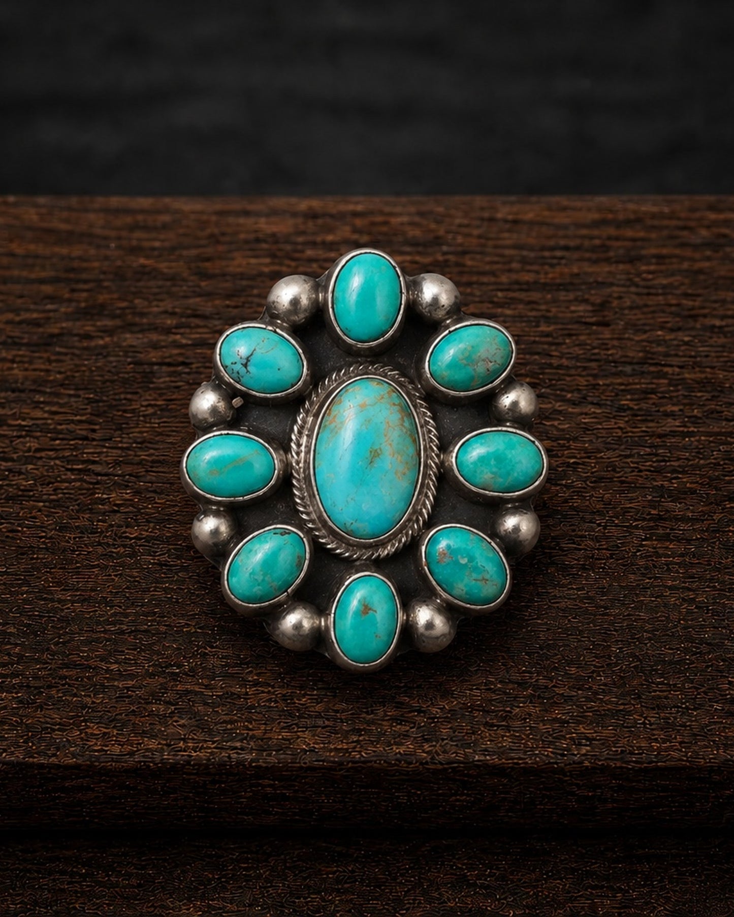 Kathleen Livingston Sonoran Gem Turquoise Cluster Ring | Adjustable Navajo Sterling Silver