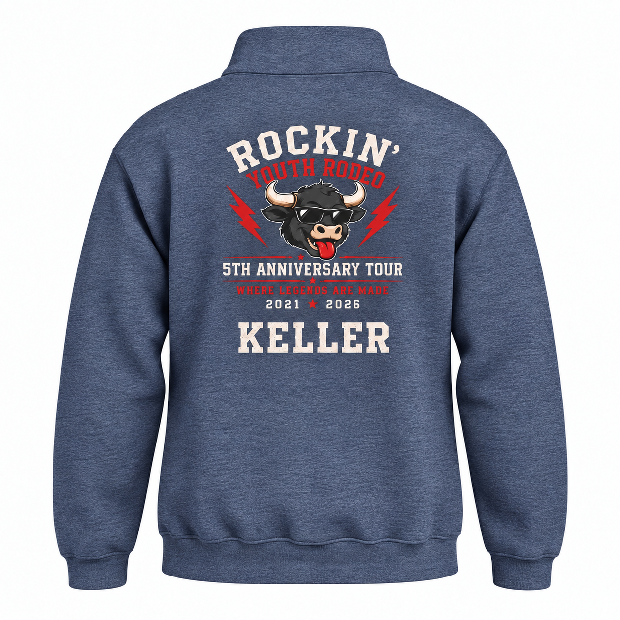 Rockin’ Youth Rodeo 2026 Customized Quarter zip Sweatshirt