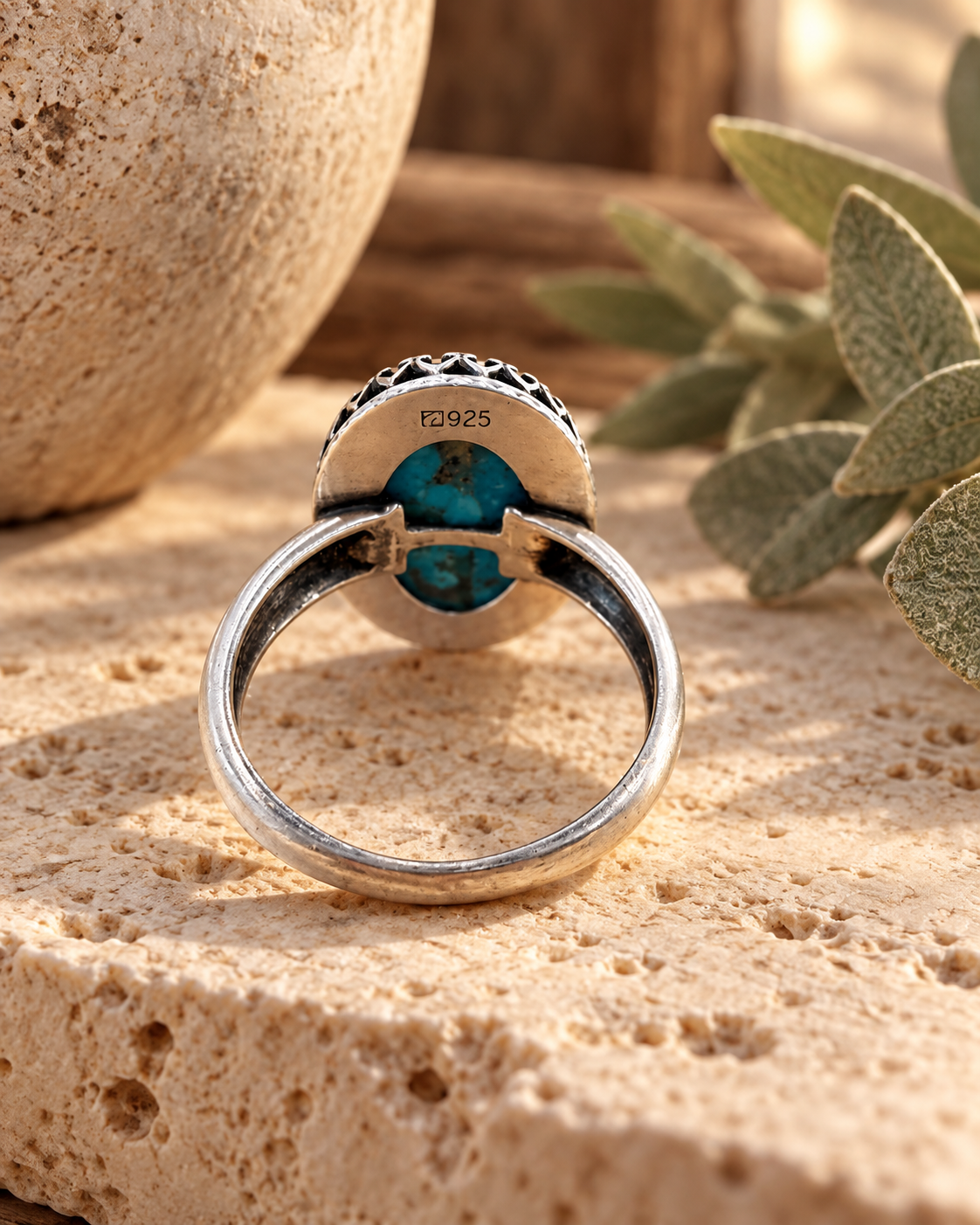 Canyon Bloom Kingman Turquoise and Sterling Silver Ring - Size 8