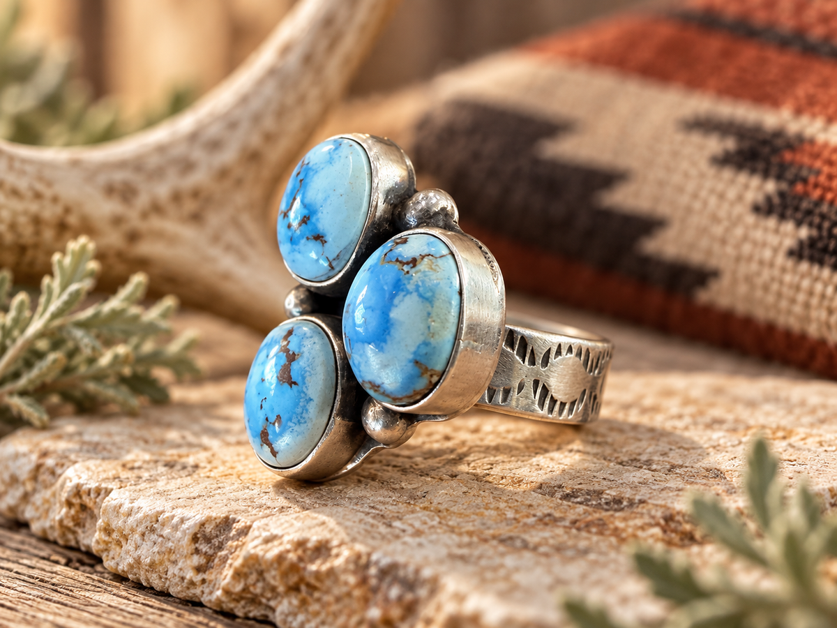Navajo - DH Golden Hills Turquoise and Sterling Silver Adjustable Ring