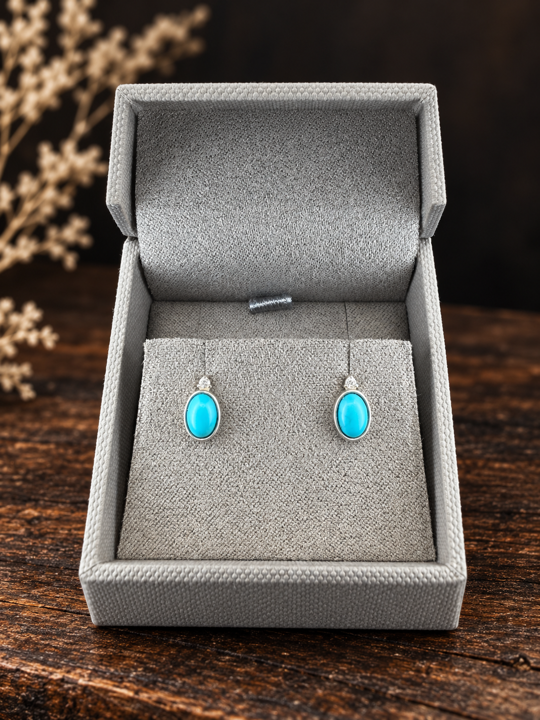 Kingman Turquoise & Natural Diamond Sterling Silver Earrings