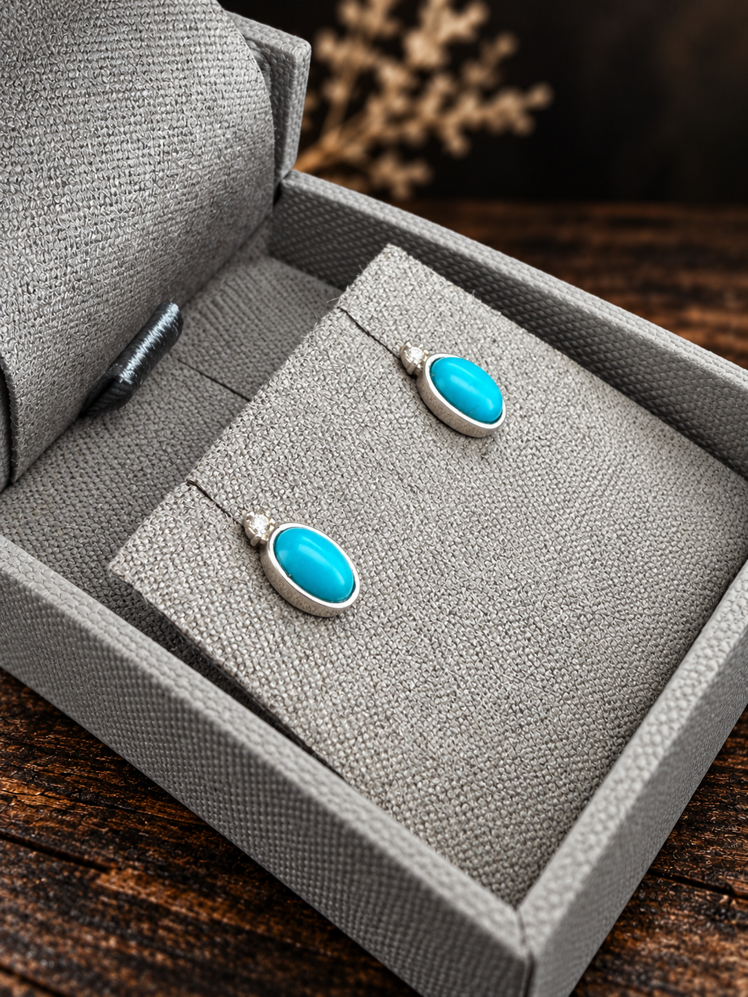 Kingman Turquoise & Natural Diamond Sterling Silver Earrings