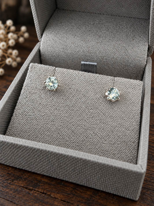 4mm Montana Sapphire Earrings | Genuine & Non-Heat Treated