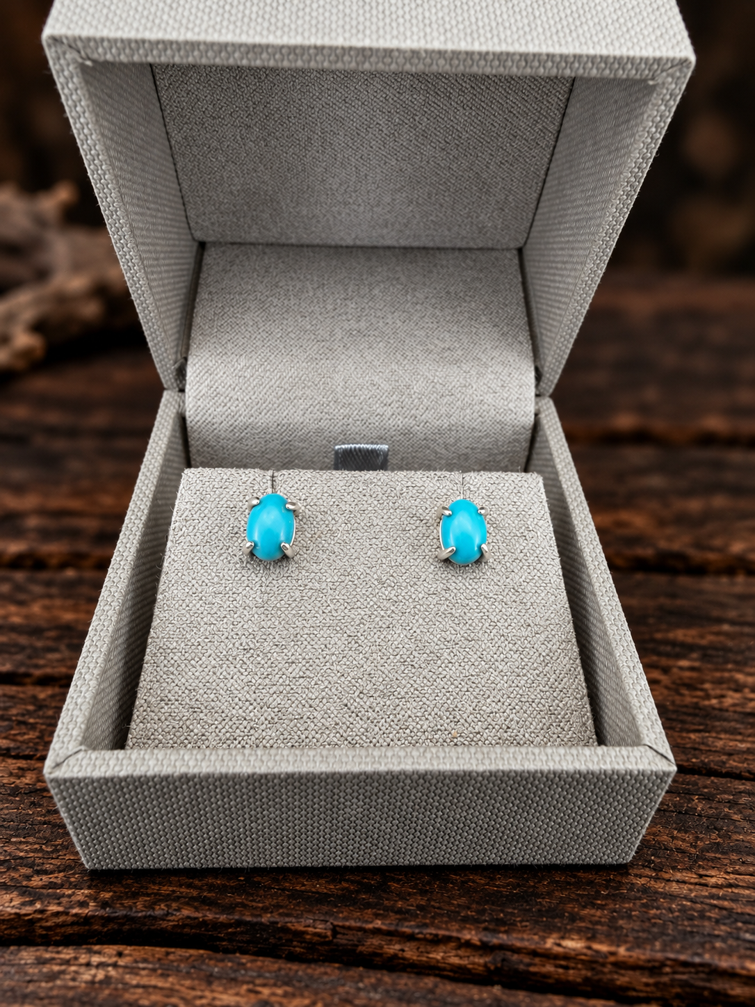 Open Sky Kingman Turquoise Studs | 5 × 7 mm