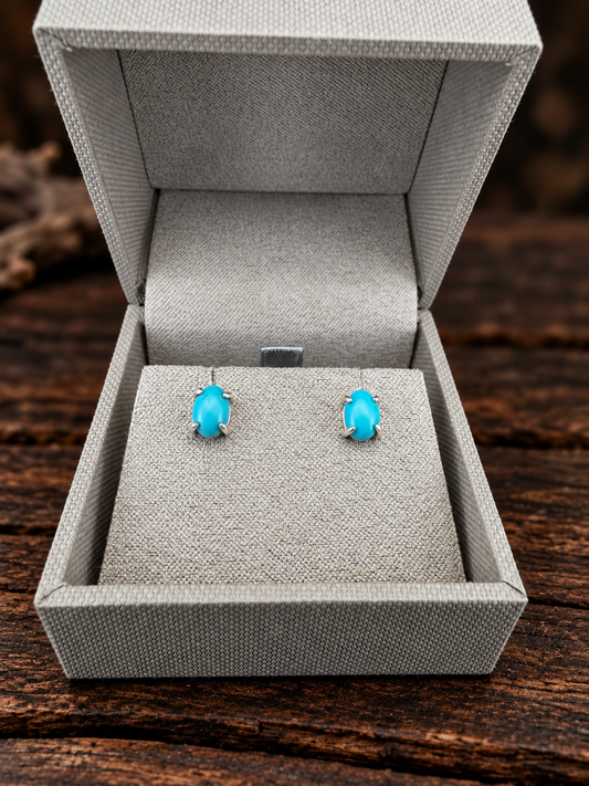 Open Sky Kingman Turquoise Studs | 5 × 7 mm