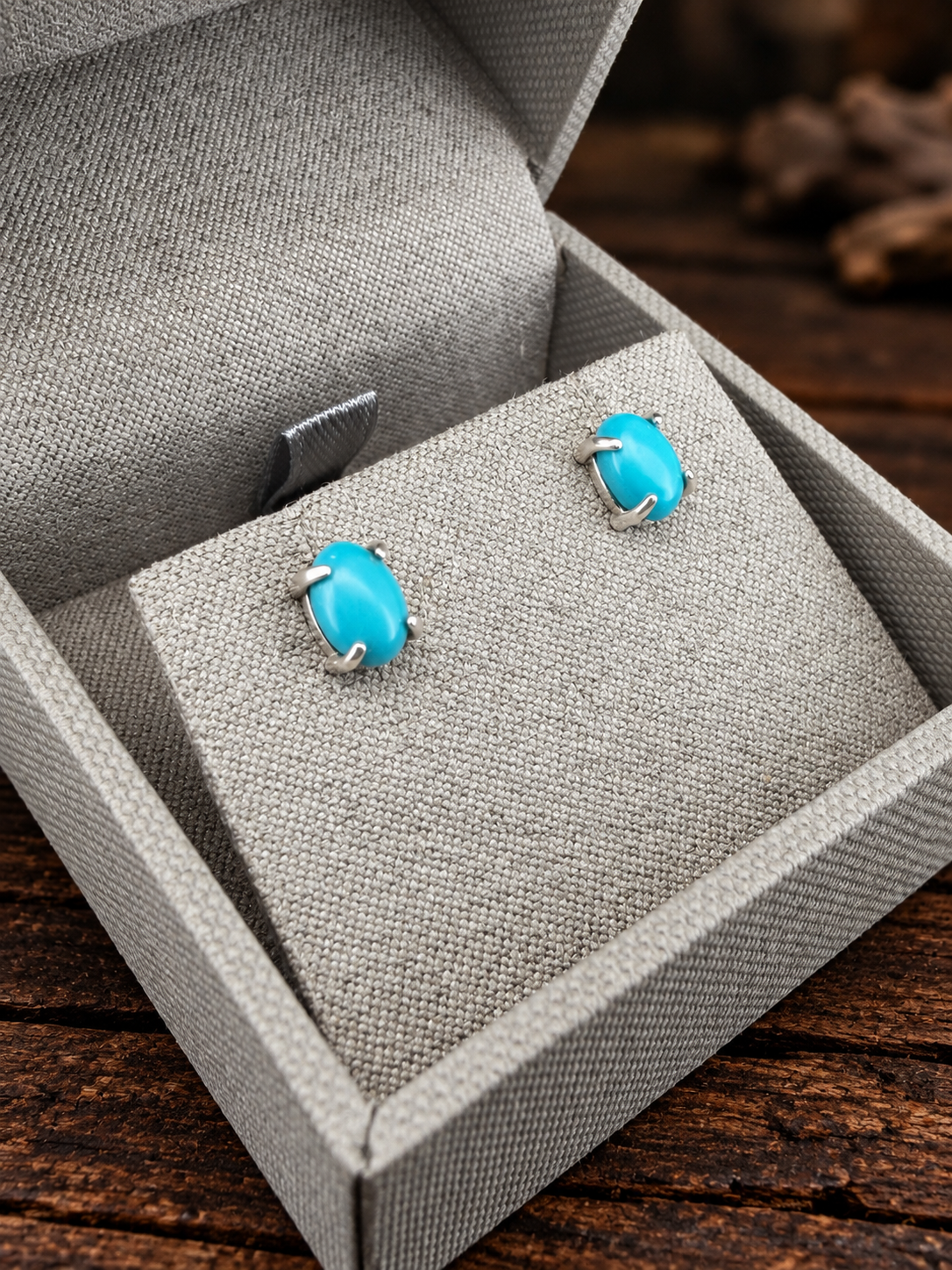 Open Sky Kingman Turquoise Studs | 5 × 7 mm
