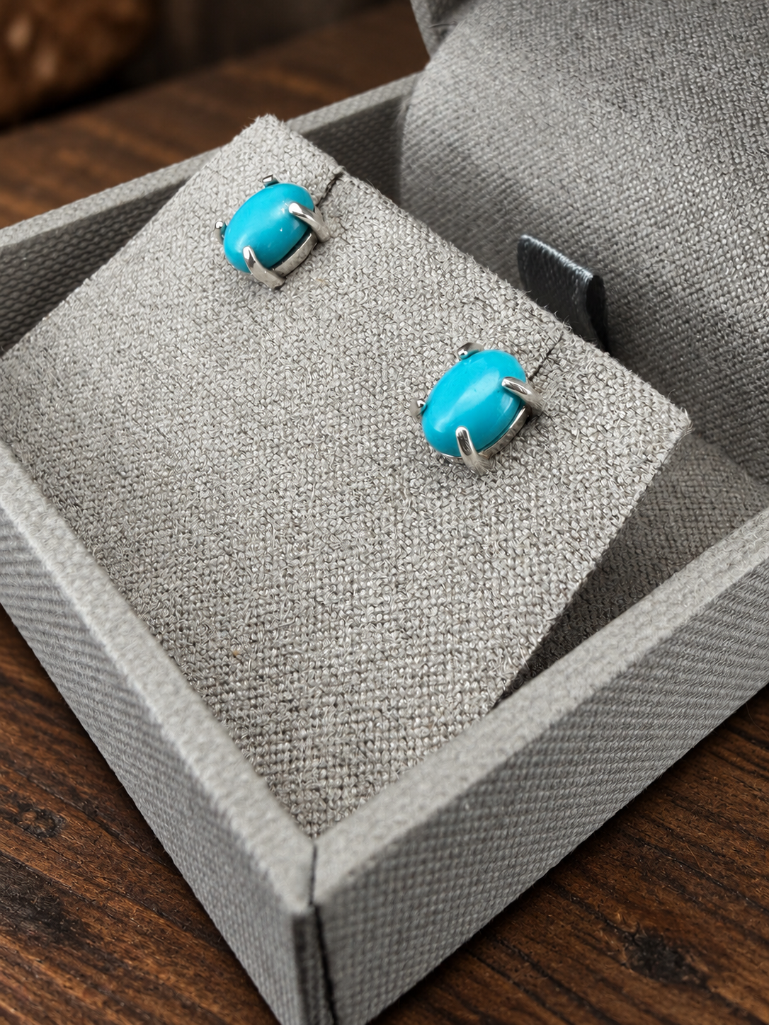 Open Sky Kingman Turquoise Studs | 5 × 7 mm