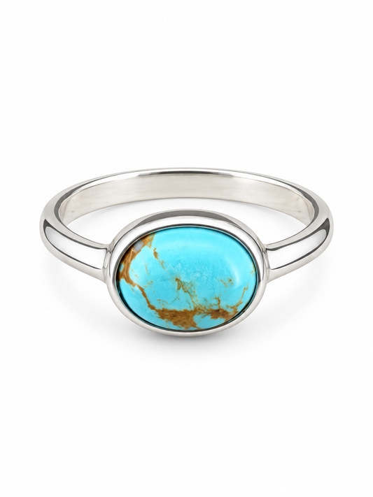 The Wayfarer — Kingman Turquoise Sterling Silver Ring — Size 8