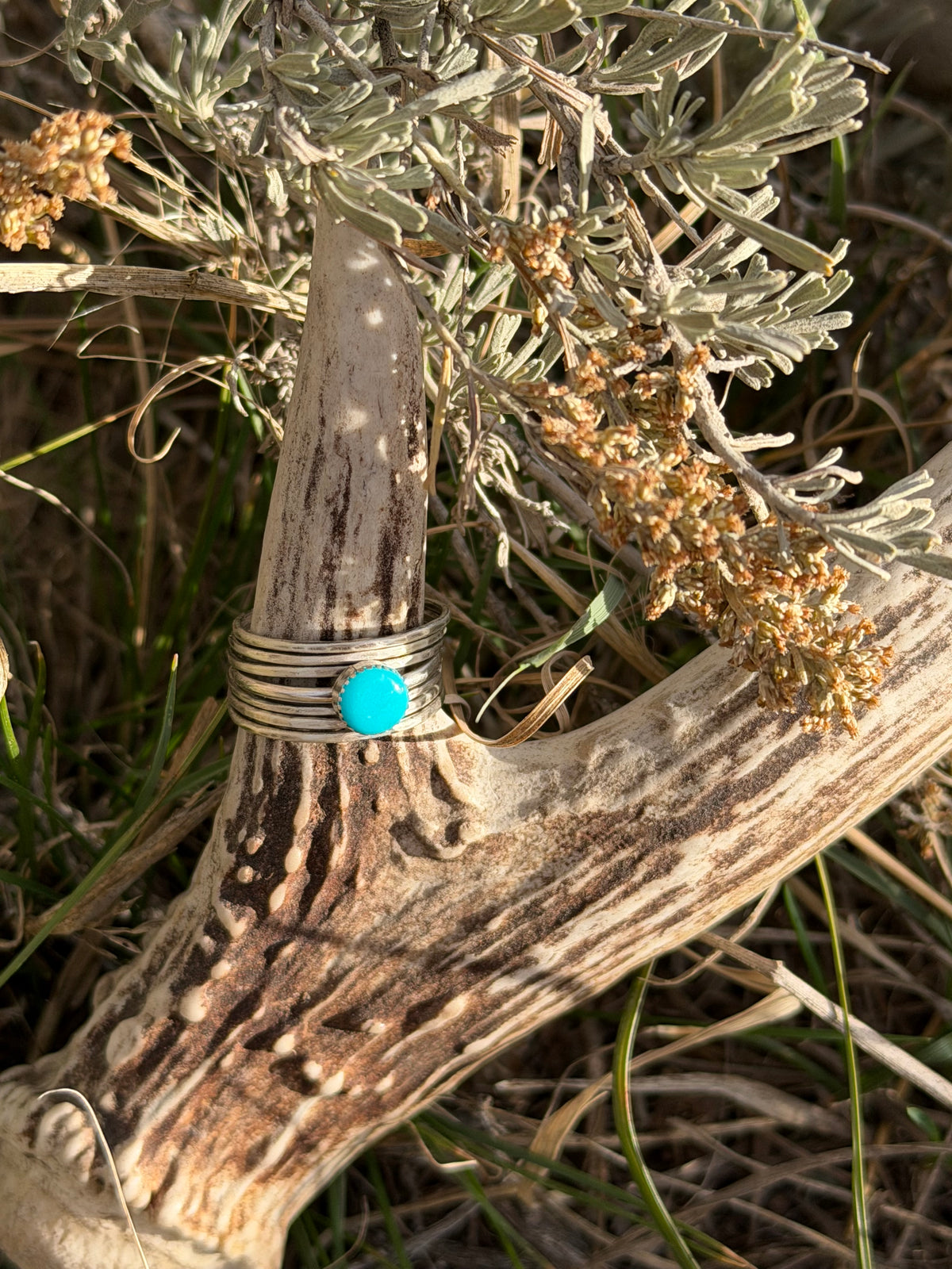 Ridgeline Turquoise Stacker Ring Set — Size 7